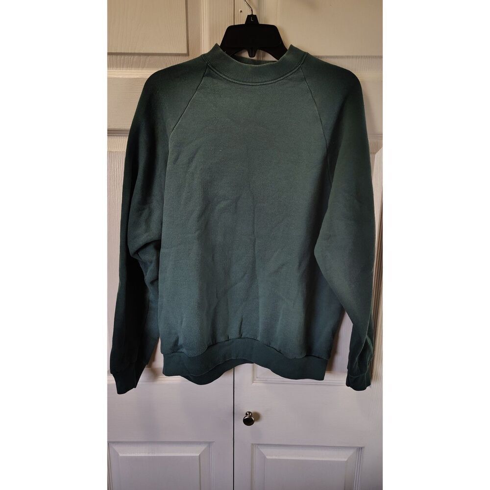 Vtg 90s Cottagecore Ladies Fruit of the Loom Hunter Green Raglan Sweatshirt XL
